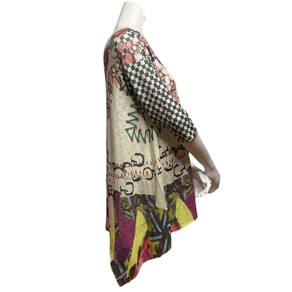 Inoah Wearable Art Checker Aysmeyrical Hem Tunic Womens SZ S Artsy Art Deco Punk - Picture 3 of 13